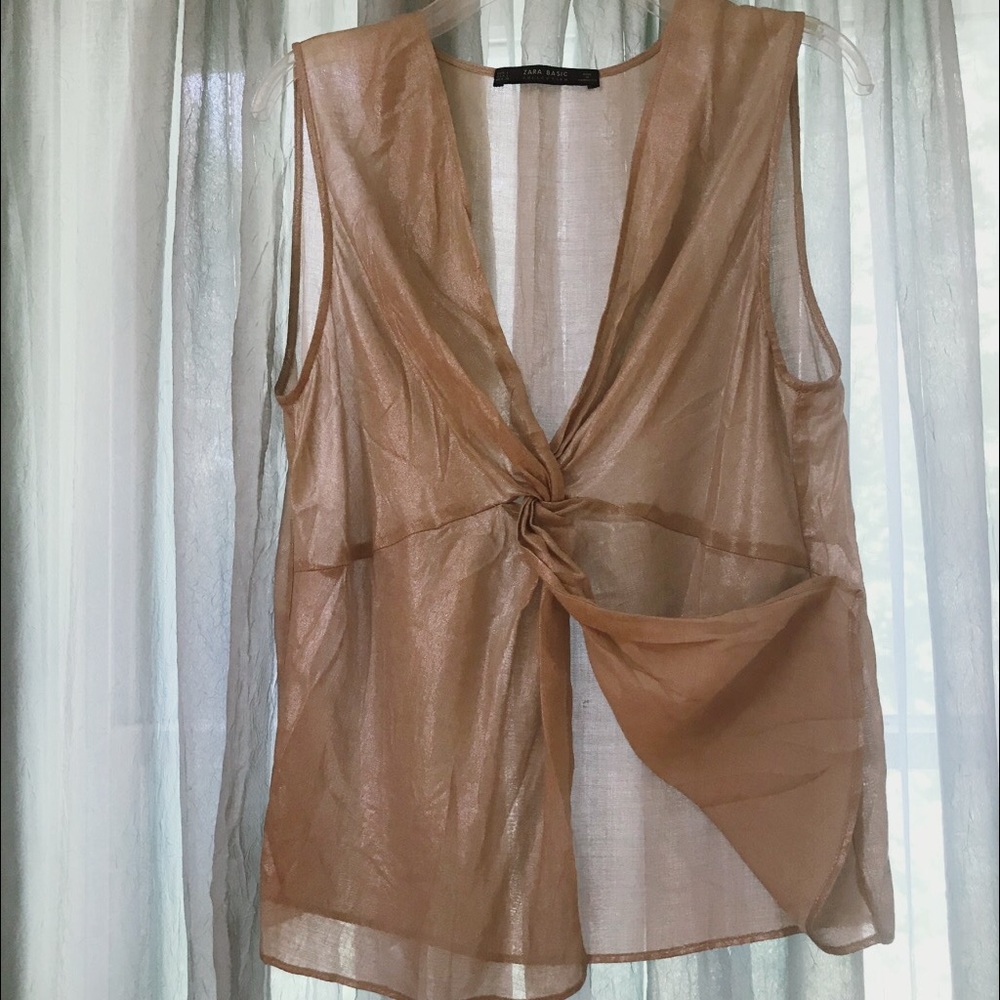 ZARA Basic Collection Metallic Gold Twist Top